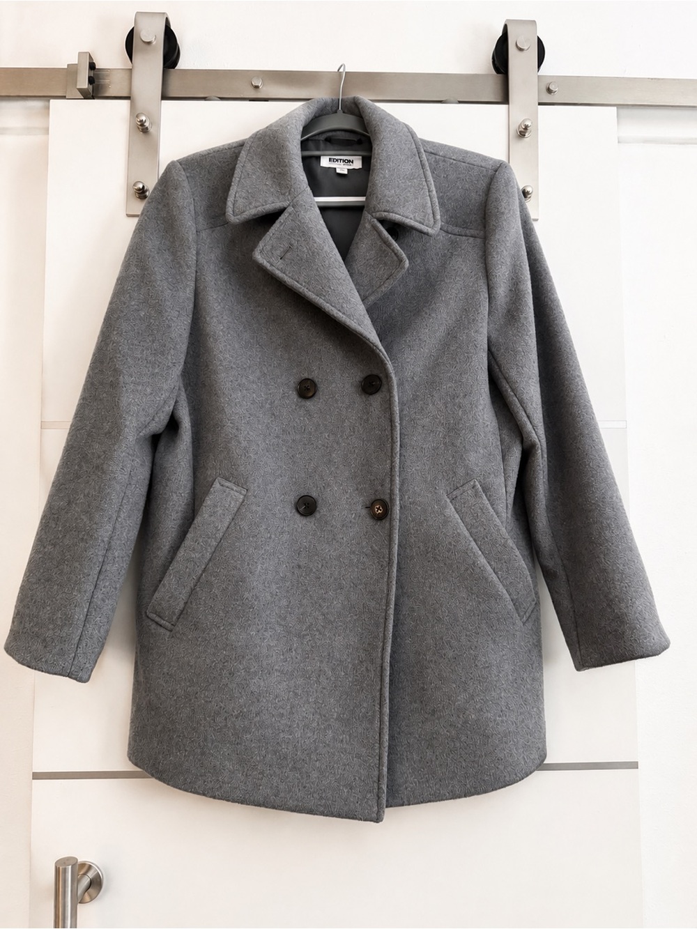 Express Edition Gray Wool Blend Double Breasted Coat Size M